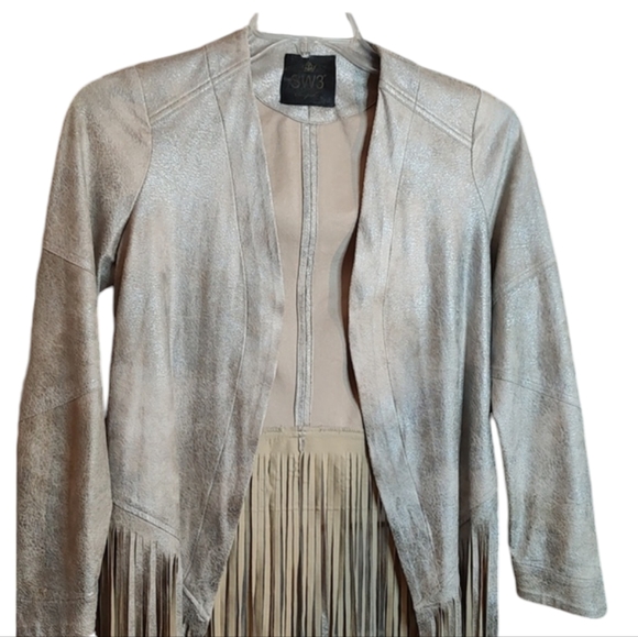 SW3 Bespoke Women's Silver Faux Suede Fringe Jacket sz XS - Picture 4 of 8